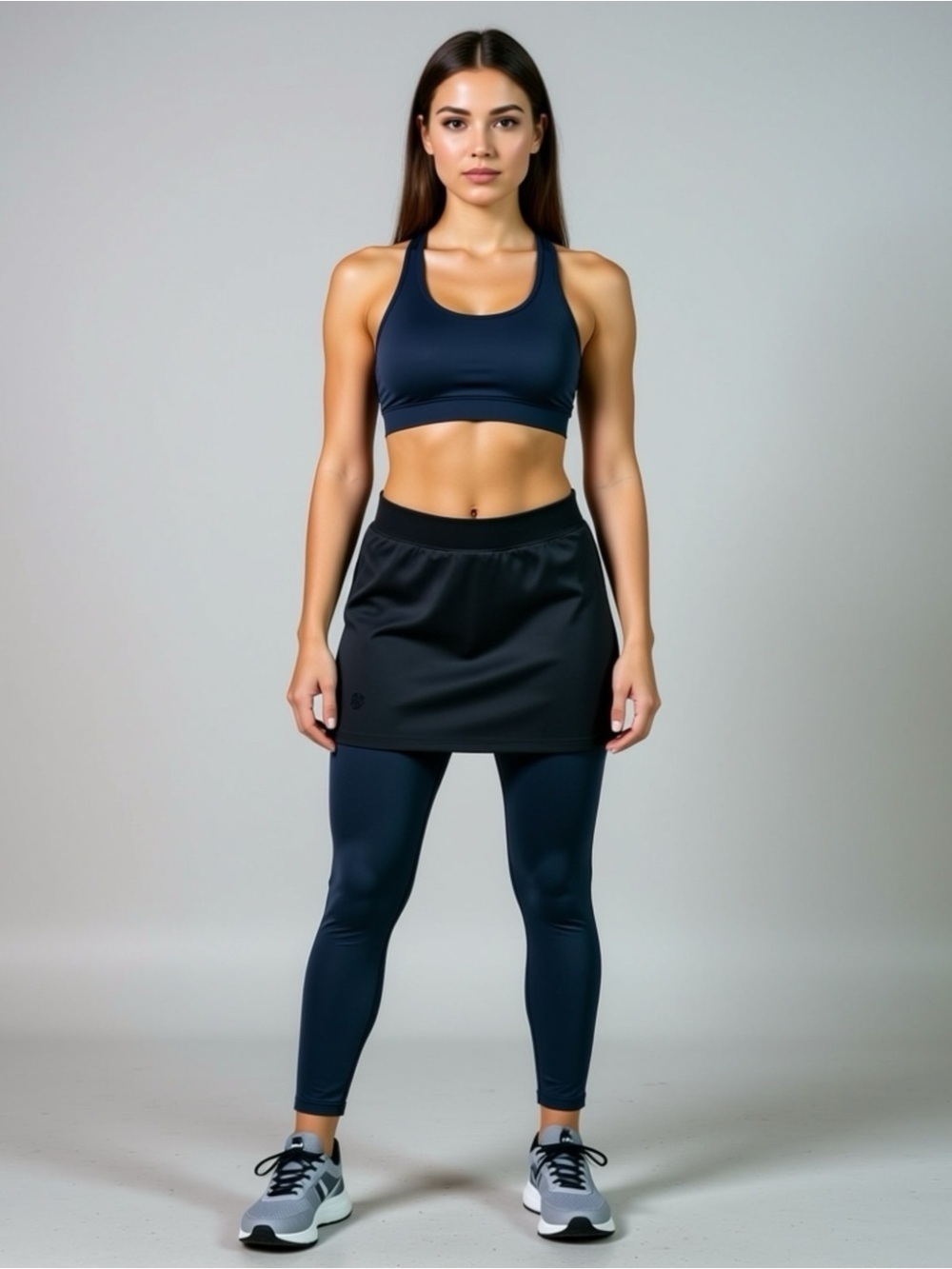Skirt Leggings Combo Grey Womens Small Youth Large Stretchy Athletic Casual